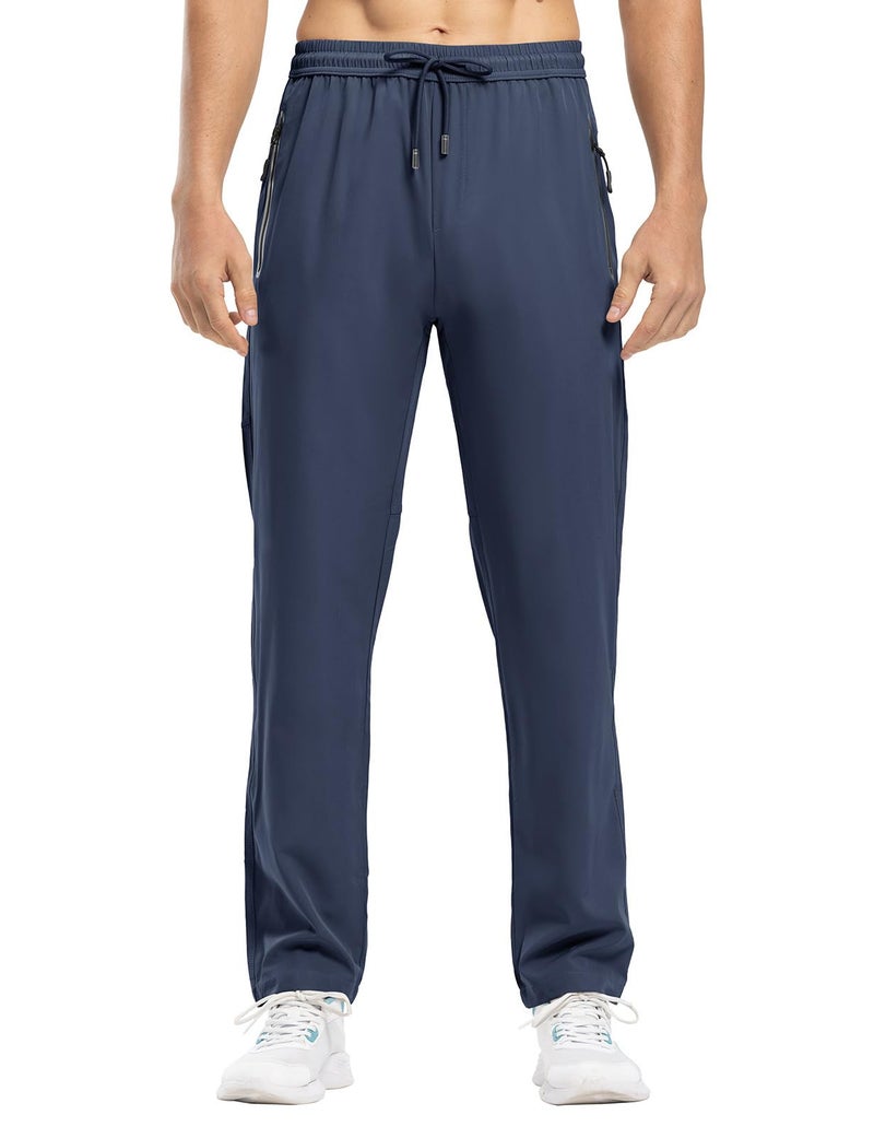 Rdruko Men's Quick Dry Sweatpants with Zipper Pockets Lightweight Athletic Pants for Jogging, Workout, Gym, Running, Training(Navy Blue, US L) - Image 5